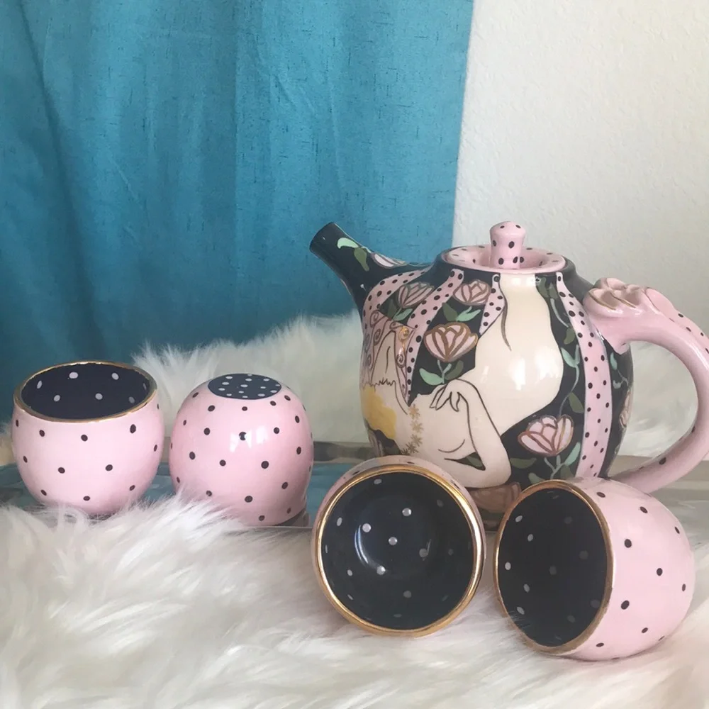 RARE Collectible Tea Set Helen Wiegand Hand Painted Decorative Handmade Ceramic - Picture 2 of 8